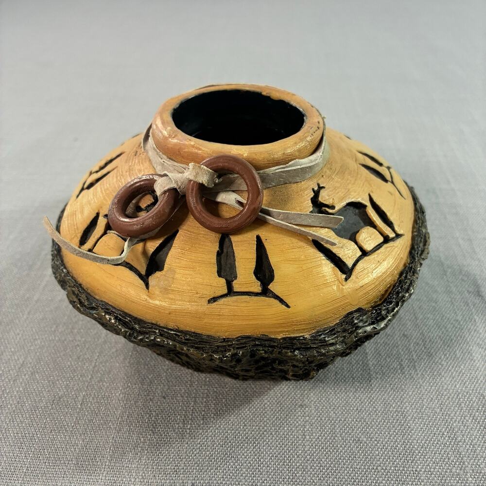 Southwest Style Pottery Vase Deer Wildlife Rustic Cabin Decor 5 Inch